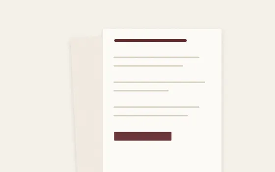 Illustration of a single document on warm paper with a deep red band along one edge