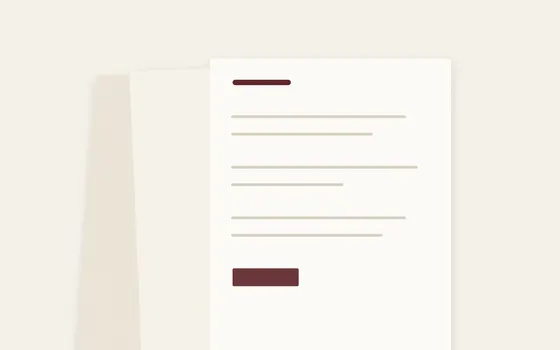 Illustration of two overlapping documents on warm paper, one marked with a deep red band