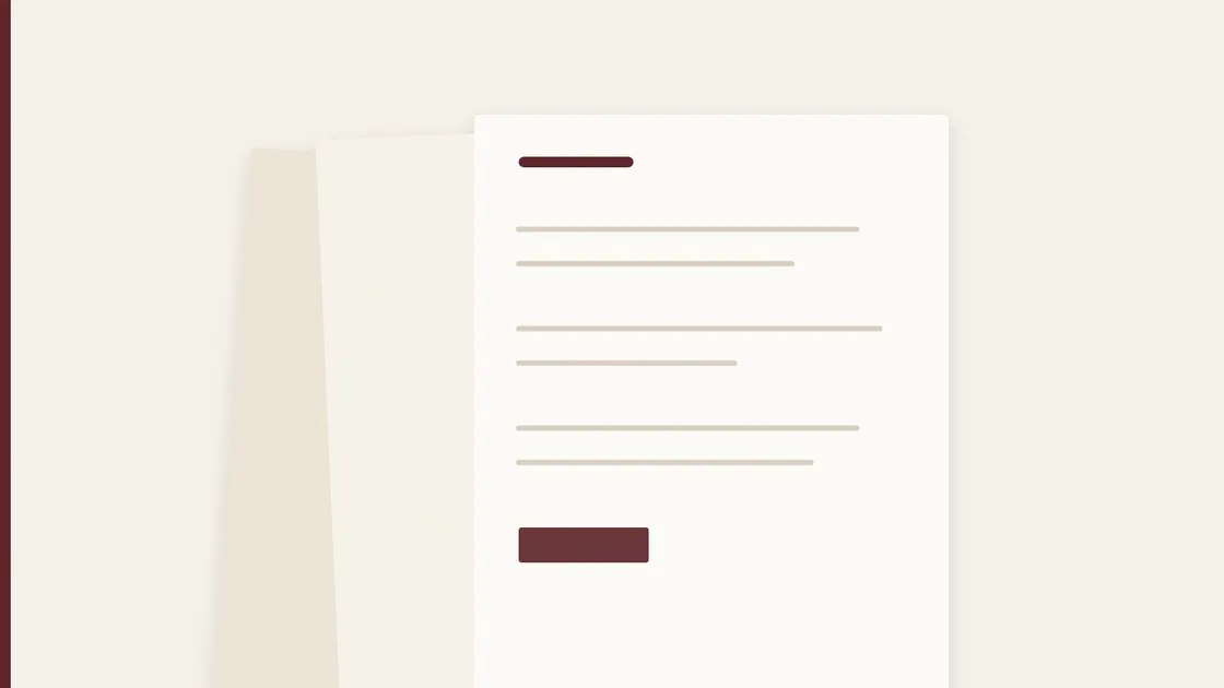 Illustration of two overlapping documents on warm paper, one marked with a deep red band